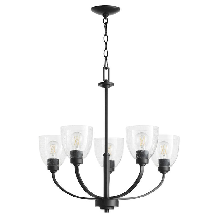 Quorum Reyes 5Light Clr/Sd Chandelier, Textured Black/Clear Seeded - 6060-5-69