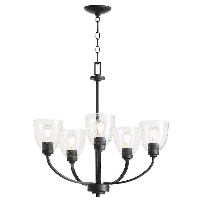 Quorum Reyes Chandelier, Textured Black/Clear Seeded