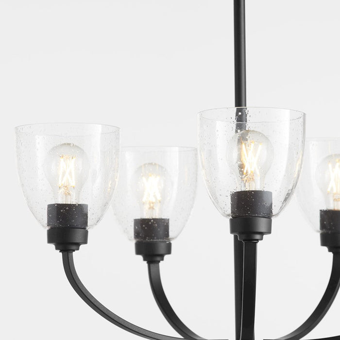 Quorum Reyes Chandelier, Textured Black/Clear Seeded