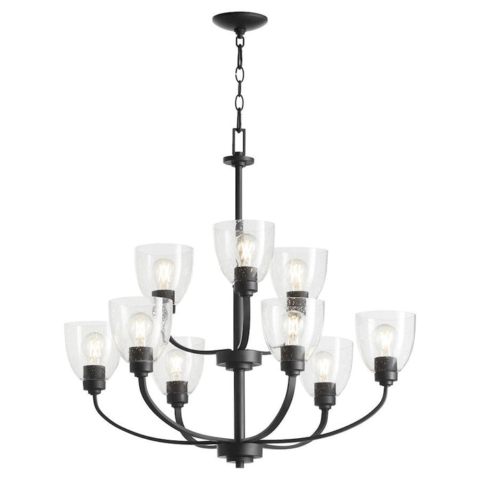 Quorum Reyes Chandelier, Textured Black/Clear Seeded