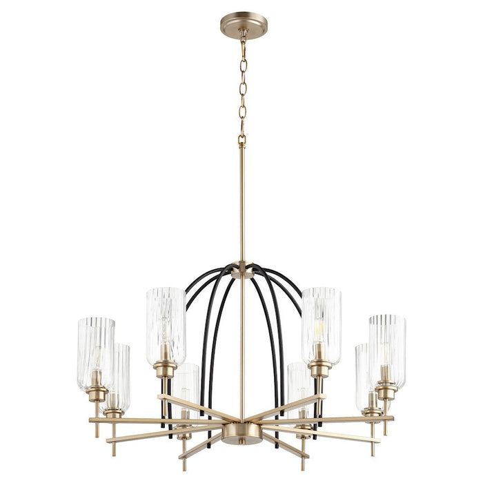 Quorum Espy 8 Light Chandelier, Noir/Aged Brass/Clear - 607-8-6980