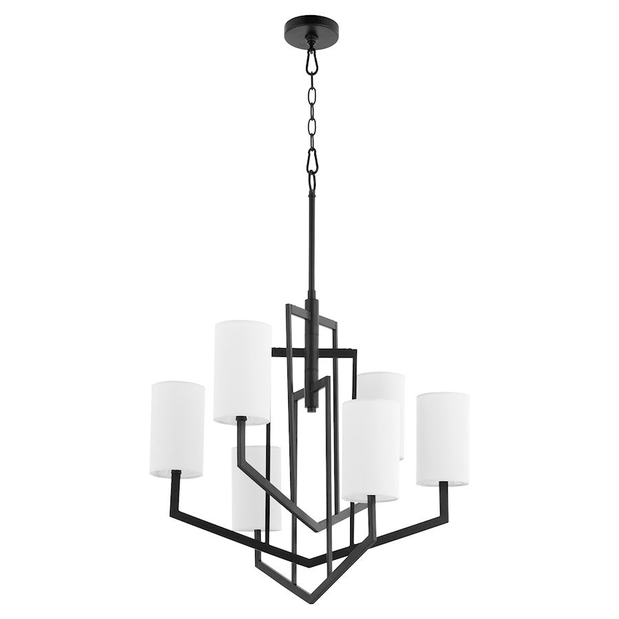 Quorum Bolivar 6Light Chandelier, Matte Black/White - 6078-6-59