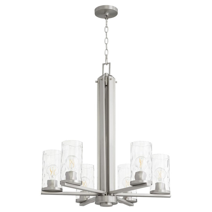 Quorum Steinway 6 Light Chandelier, Satin Nickel/Clear 6111-6-65