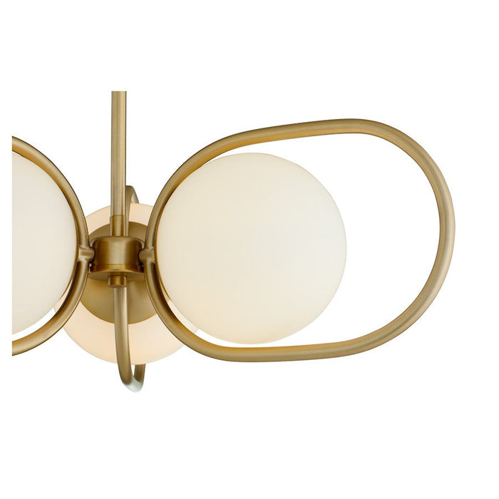 Quorum Belmont Chandelier, Aged Brass/Satin Opal