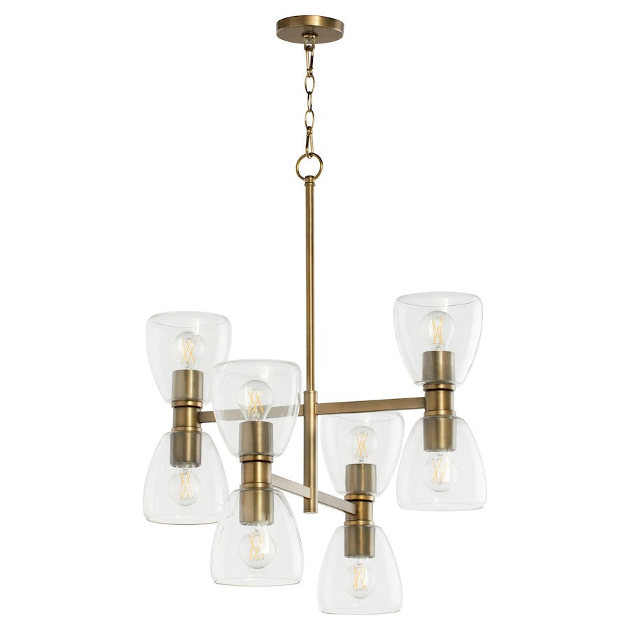 Quorum Relo 4+4Light Chandelier, Dark Brass/Clear - 615-8-81