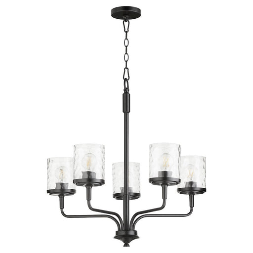 Quorum Starky 5 Light Chandelier, Matte Black/Clear Hammered - 617-5-59