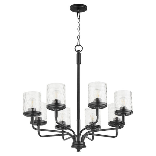 Quorum Starky 8 Light Chandelier, Matte Black/Clear Hammered - 617-8-59