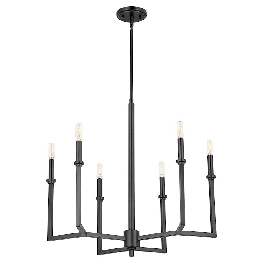 Quorum Merrick 6 Light Chandelier, Matte Black - 6174-6-59