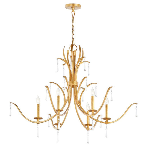 Quorum Majesty 6 Light Chandelier, Gold Leaf