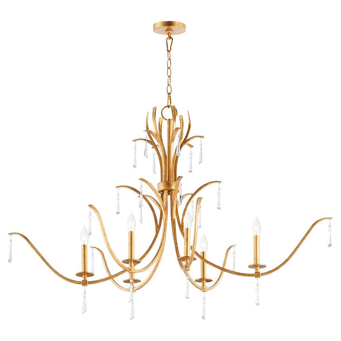 Quorum Majesty 6 Light Chandelier, Gold Leaf