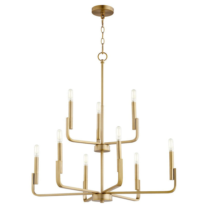 Quorum Tempo Chandelier, Aged Brass