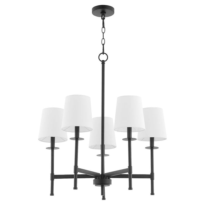 Quorum Belshaw 5 Light Chandelier, Matte Black/White 624-5-59