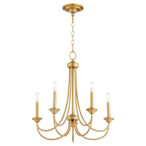Quorum Brooks Cand Chandelier, Aged Brass