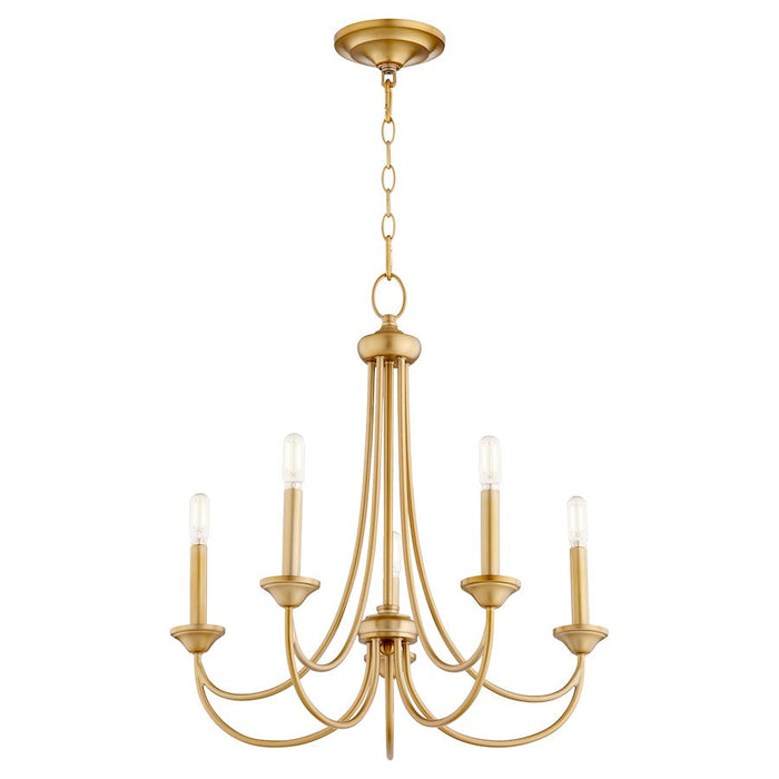 Quorum Brooks Cand Chandelier, Aged Brass