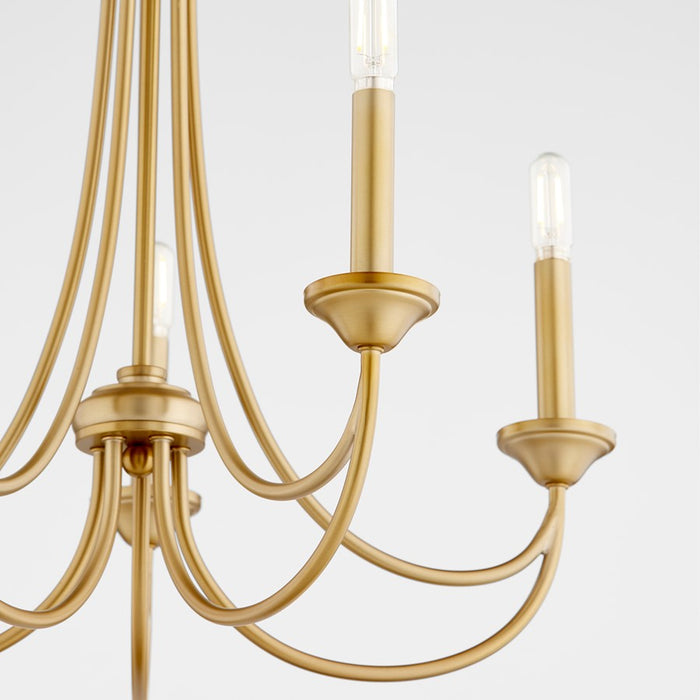 Quorum Brooks Cand Chandelier, Aged Brass