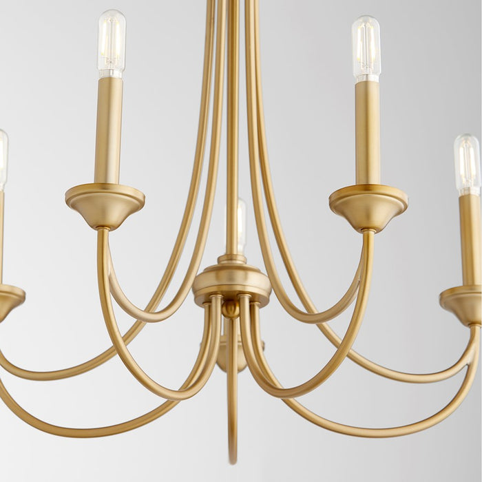 Quorum Brooks Cand Chandelier, Aged Brass