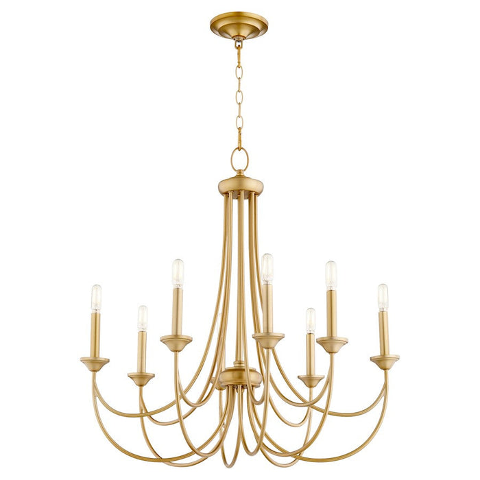 Quorum Brooks Cand Chandelier, Aged Brass