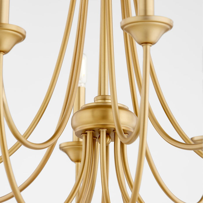 Quorum Brooks Cand Chandelier, Aged Brass