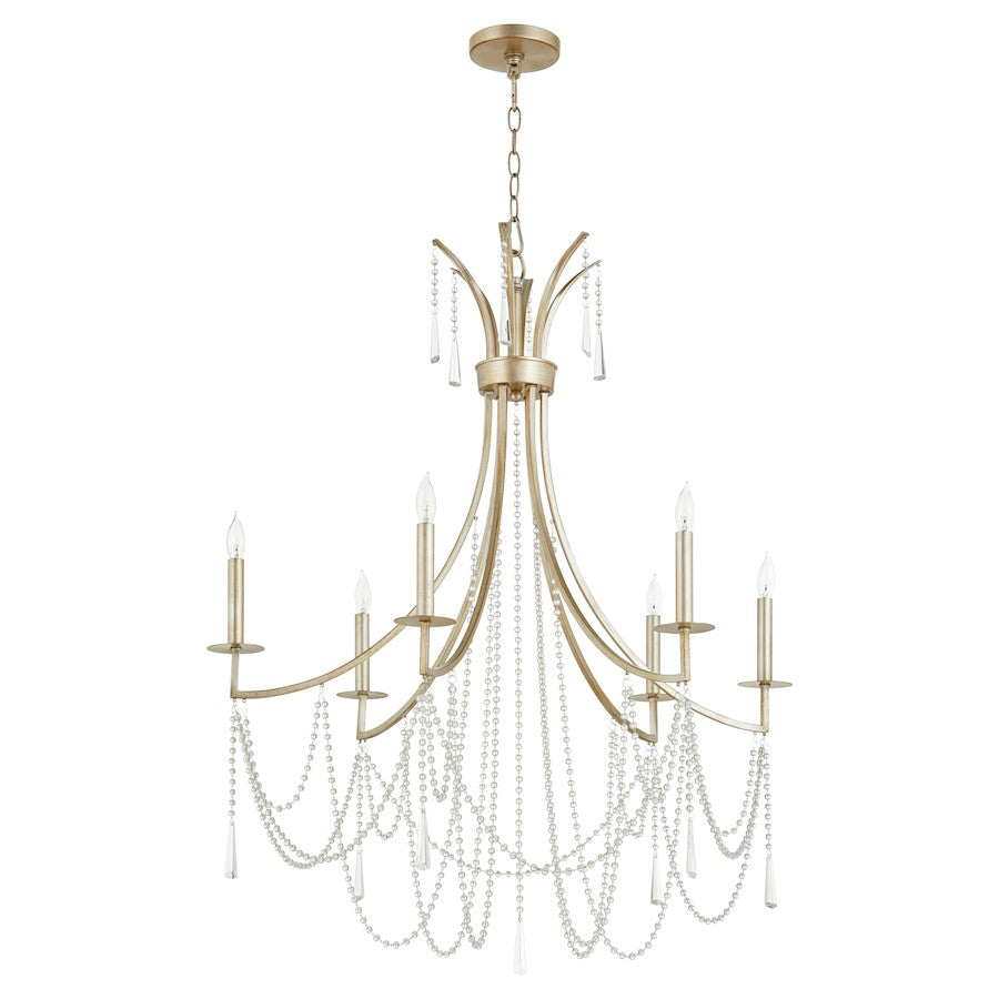 Quorum Malin 6 Light Chandelier, Antique Silver - 628-6-60