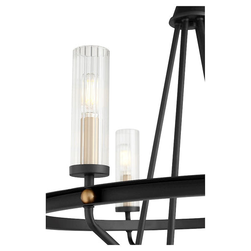 Quorum Empire 6 Light Chandelier, Noir/Aged Brass