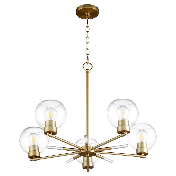 Quorum Volan 5 Light Chandelier, Aged Brass - 6317-5-80