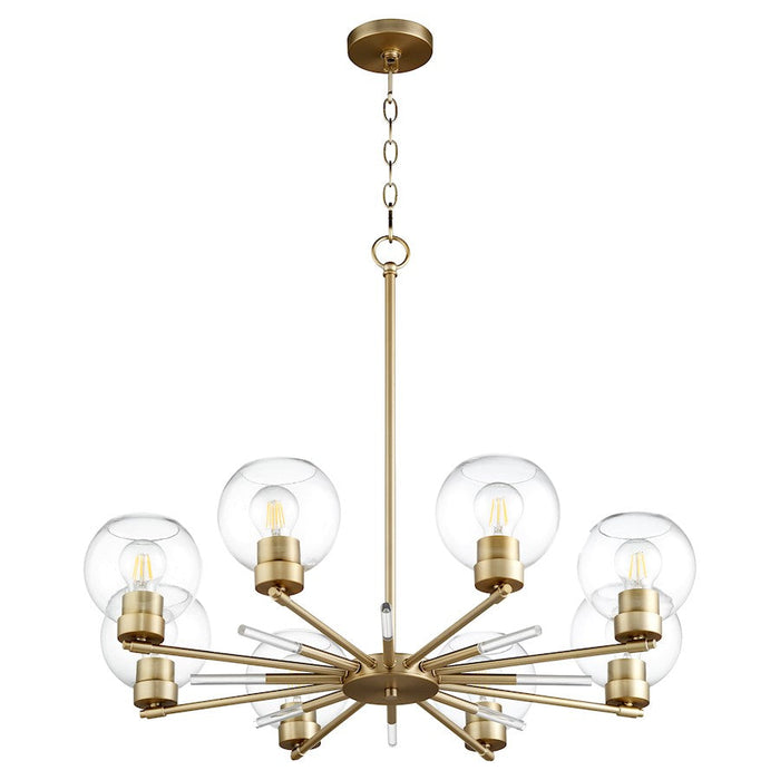 Quorum Volan 8 Light Chandelier, Aged Brass - 6317-8-80