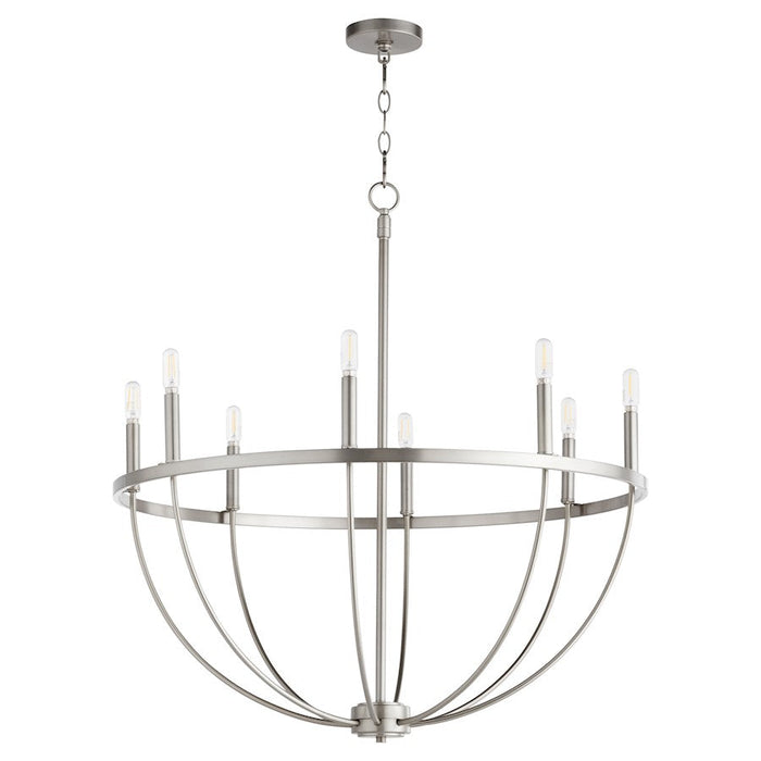 Quorum Tribute 8 Light Chandelier, Satin Nickel 6374-8-65