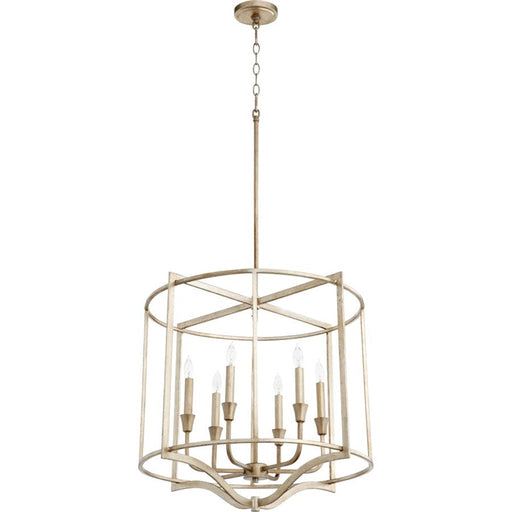 Quorum Marquee 6 Light Nook Pendant, Aged Silver Leaf - 6414-6-60