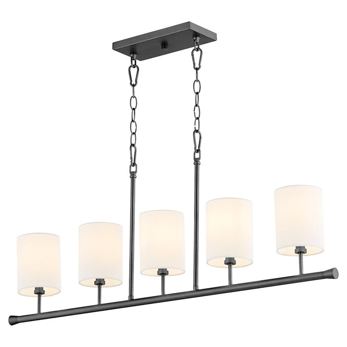 Quorum Harmony 5 Light Linear Chandelier, Matte Black/White