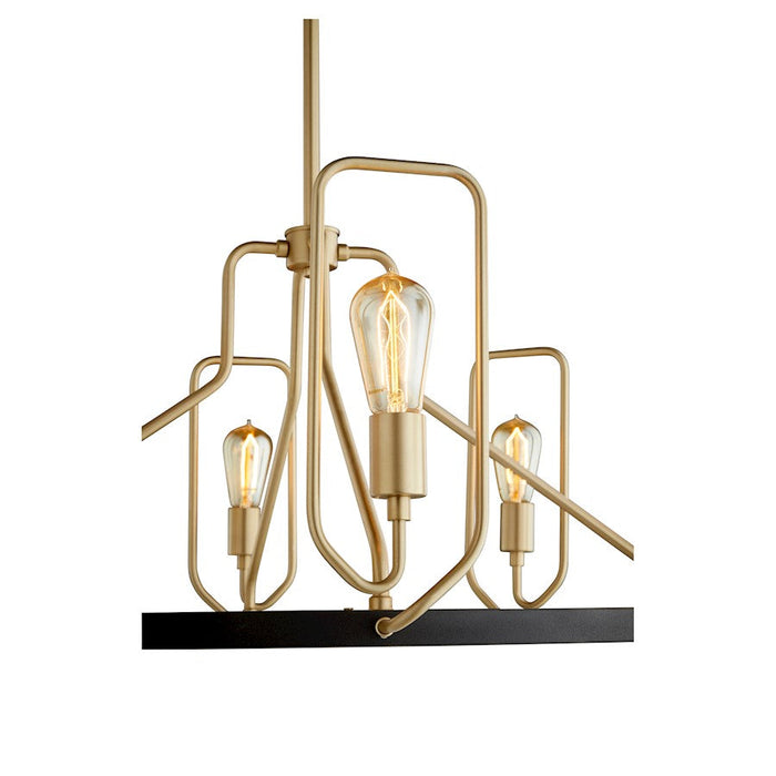 Quorum Howe 8 Light Chandelier, Noir/Aged Brass