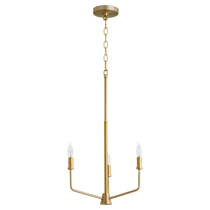 Quorum Harmony Chandelier, Aged Brass/White