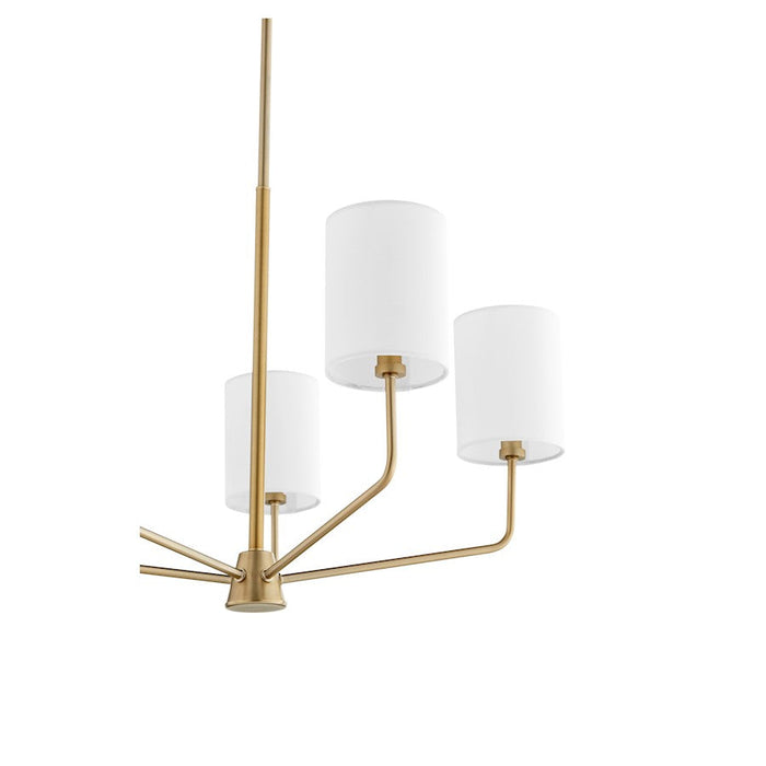 Quorum Harmony Chandelier, Aged Brass/White