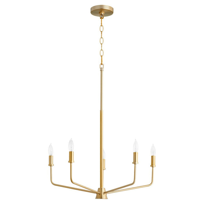 Quorum Harmony Chandelier, Aged Brass/White