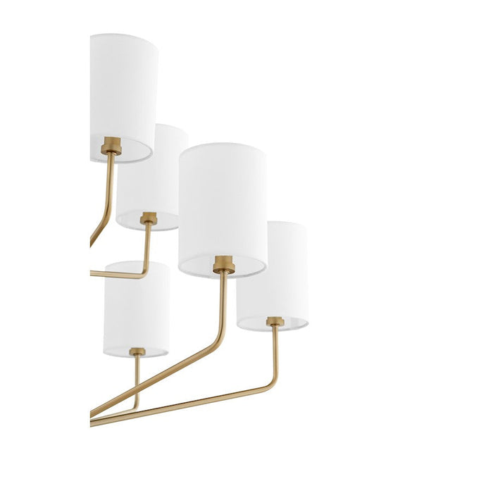 Quorum Harmony Chandelier, Aged Brass/White