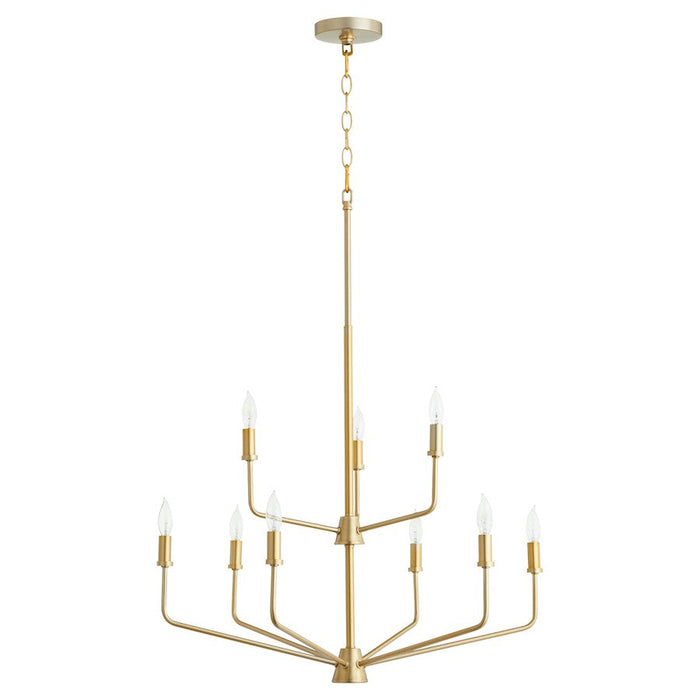 Quorum Harmony Chandelier, Aged Brass/White