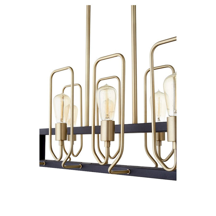 Quorum Howe 8 Light Linear Chandelier, Noir/Aged Brass