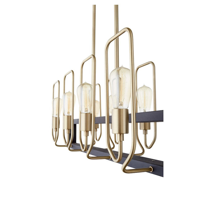 Quorum Howe 8 Light Linear Chandelier, Noir/Aged Brass