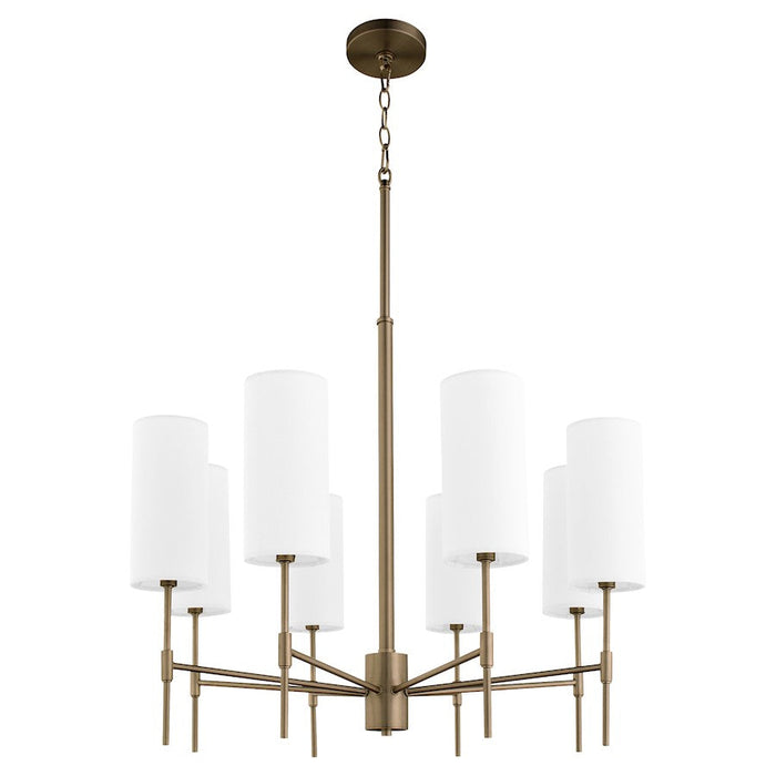 Quorum Hamilton 8 Light Chandelier, Dark Brass/White 663-8-81