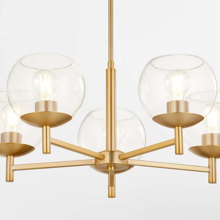 Quorum Lyon Chandelier, Aged Brass/Clear