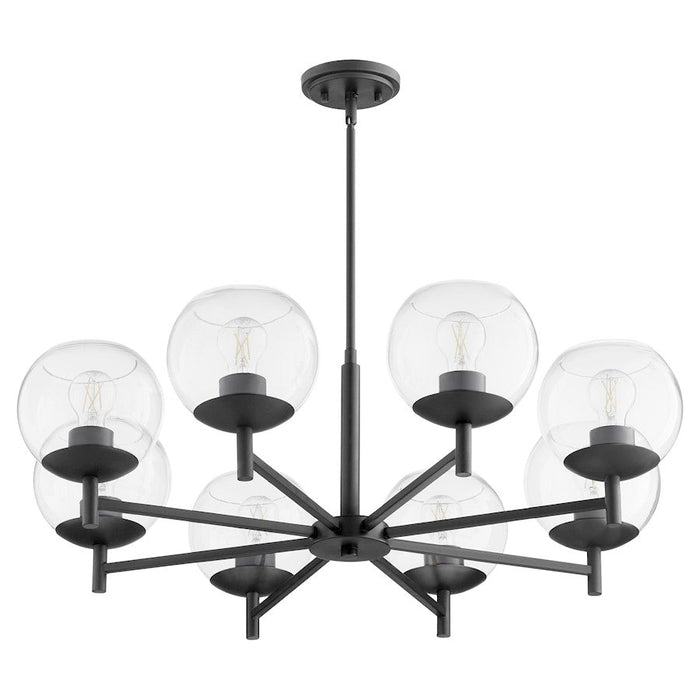 Quorum Lyon 8 Light Chandelier, Matte Black/Clear 678-8-59