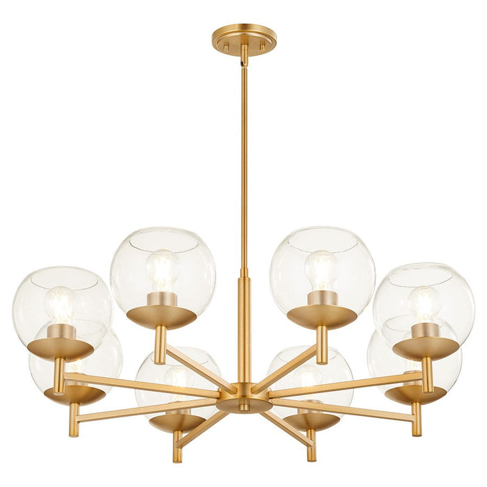 Quorum Lyon Chandelier, Aged Brass/Clear