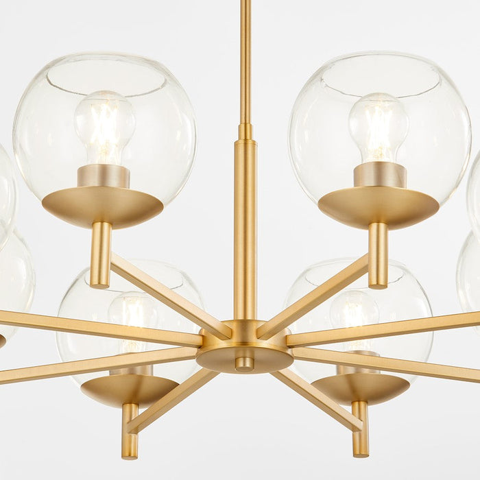 Quorum Lyon Chandelier, Aged Brass/Clear