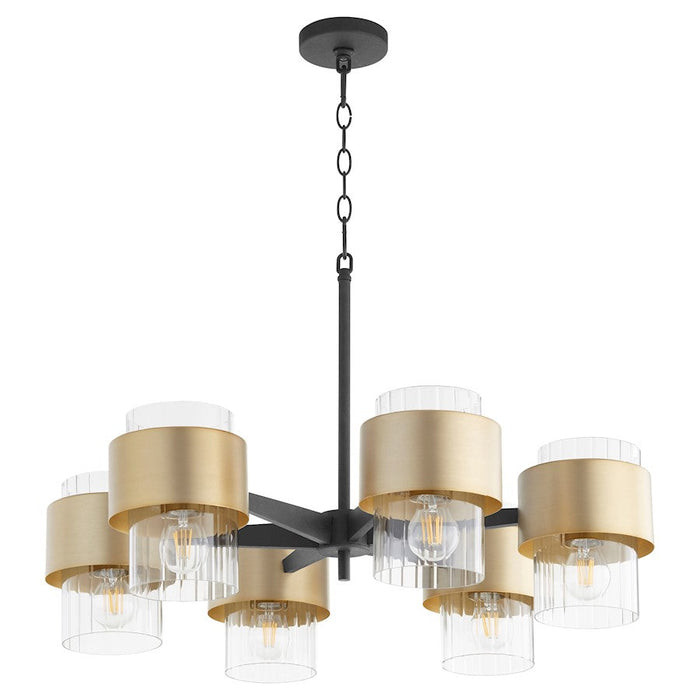 Quorum Epsilon 6 Light Chandelier, Noir/Aged Brass 683-6-6980