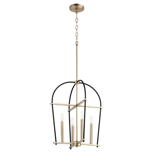 Quorum Espy 4 Light 17.25" Entry, Noir/Aged Brass - 687-4-6980