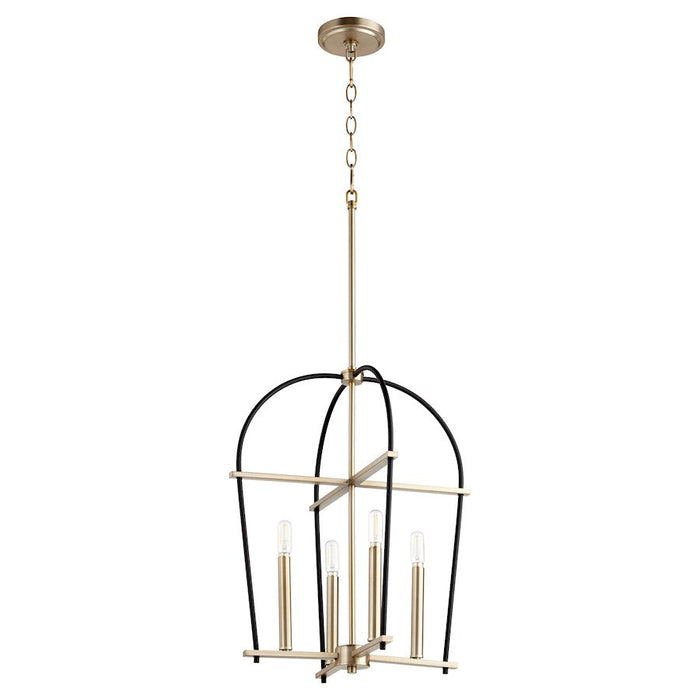 Quorum Espy 4 Light 17.25" Entry, Noir/Aged Brass - 687-4-6980