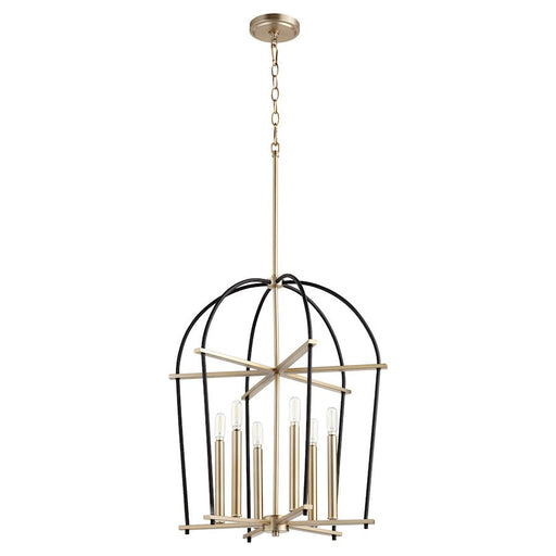 Quorum Espy 6 Light Entry, Noir and Aged Brass - 687-6-6980