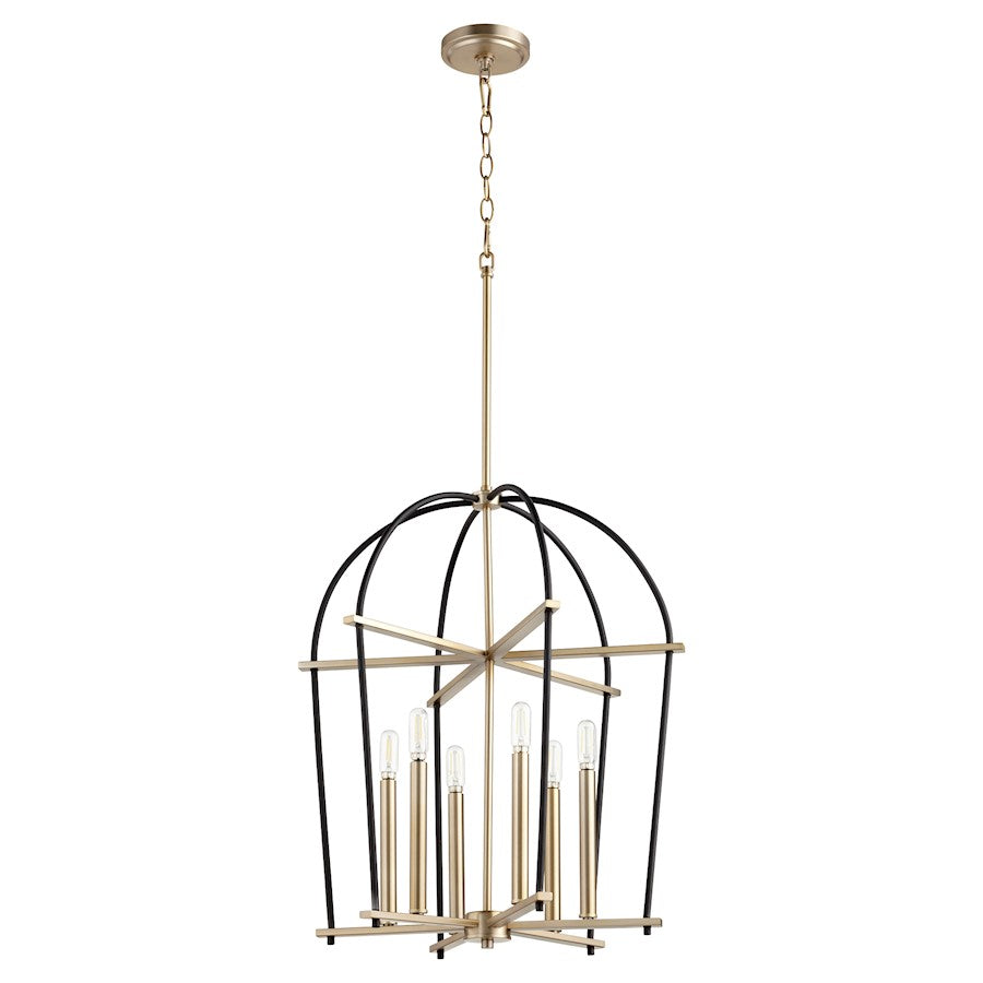 Quorum Espy 6 Light Entry, Noir and Aged Brass - 687-6-6980