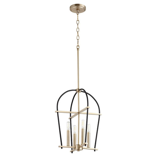 Quorum Espy 4 Light 14.25" Entry, Noir/Aged Brass - 687-6980