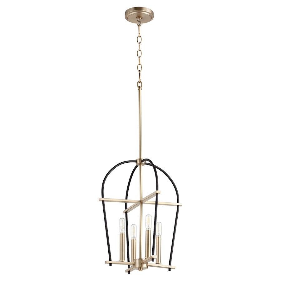 Quorum Espy 4 Light 14.25" Entry, Noir/Aged Brass - 687-6980