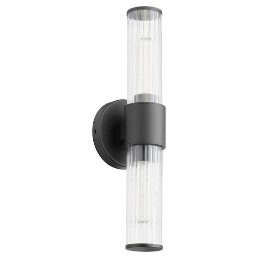 Quorum Fuze 2 Light 16" Sconce, Textured Black/Clear 702-16-69